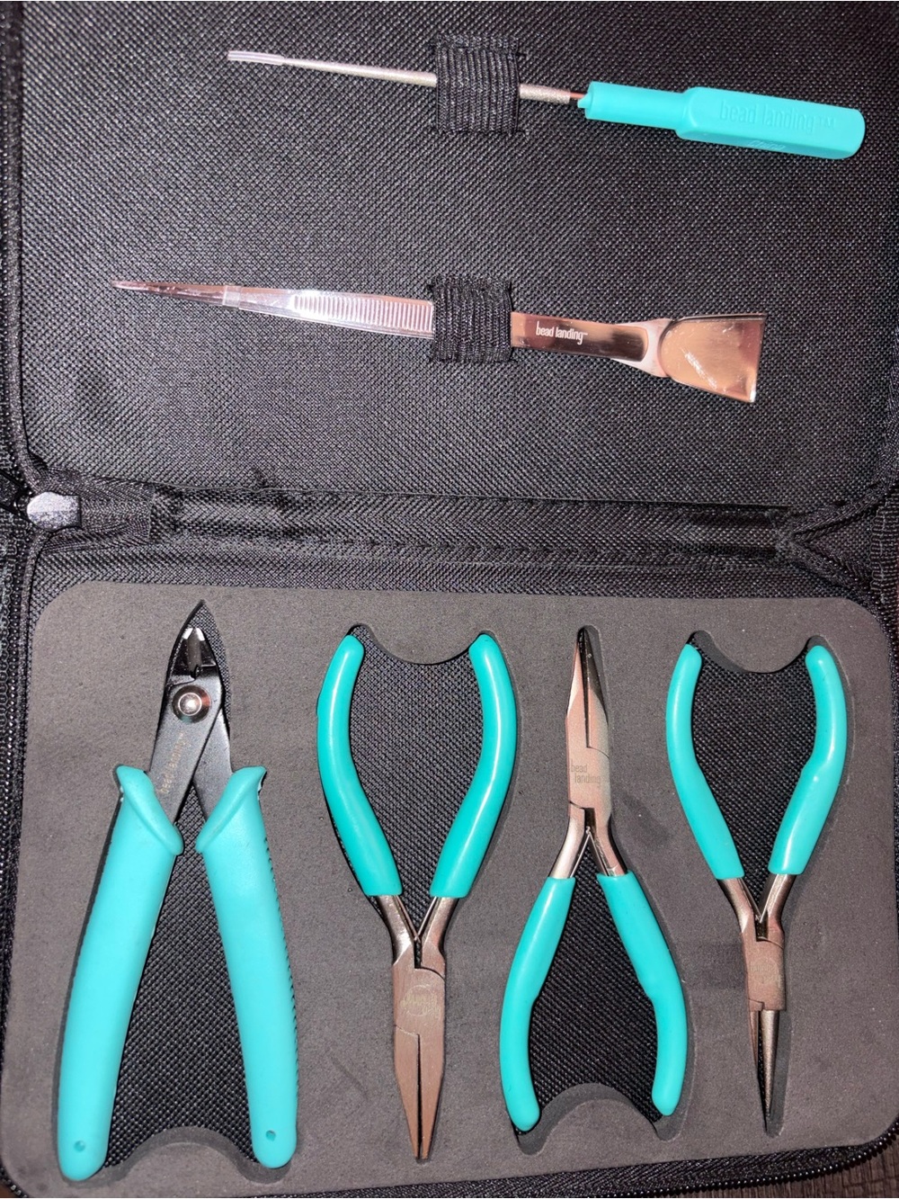 Bead Landing Jewelry Pliers Set - Teal Handles